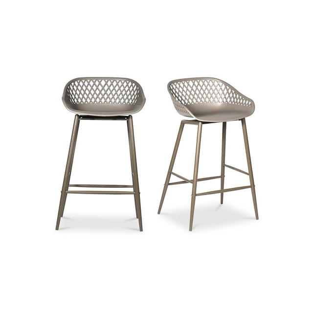 Piazza Outdoor Counter Stool Grey-Set Of Two