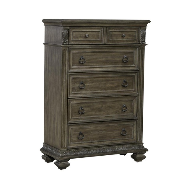 5 Drawer Chest Traditional Brown