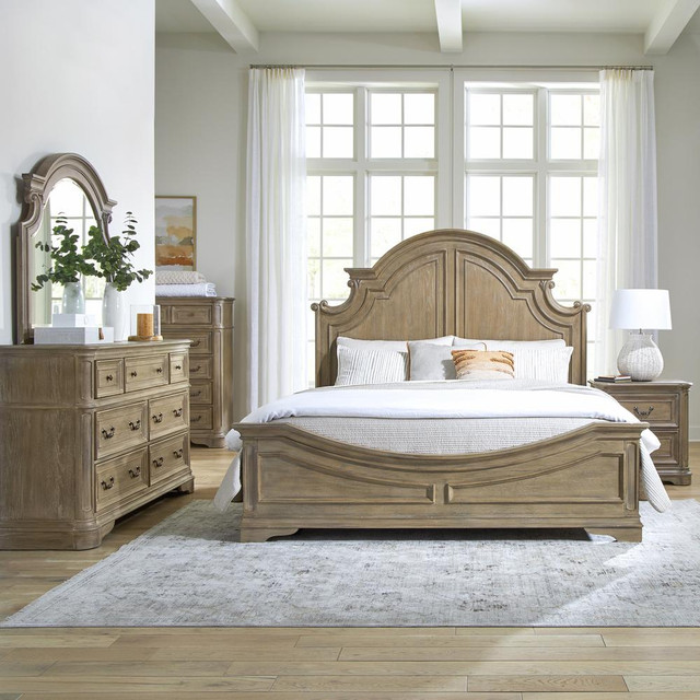Magnolia Manor Queen Panel Bed, Dresser & Mirror, Chest, Night Stand