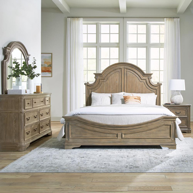 Magnolia Manor Queen Panel Bed, Dresser & Mirror, Night Stand