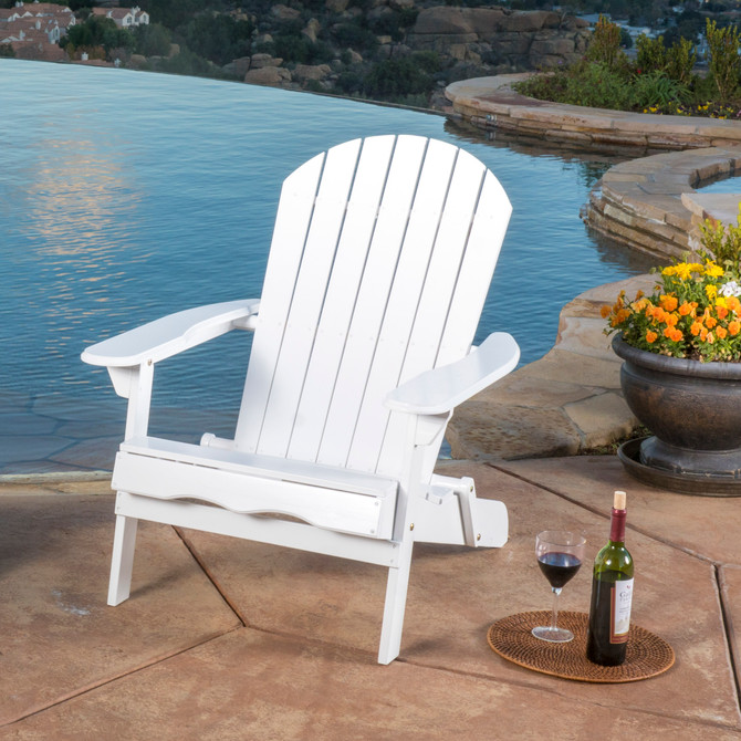 Katherine Outdoor Reclining Wood-Adirondack Chair with Footrest