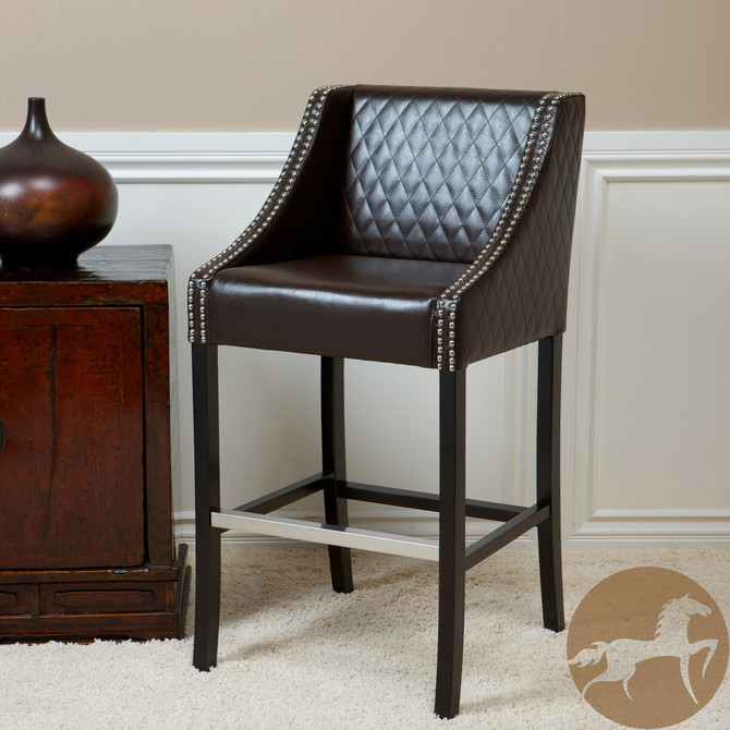 Larue Brown Leather Backed Barstool