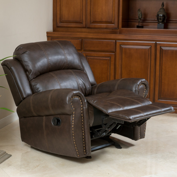 Harbor Brown Leather Glider Recliner Club Chair