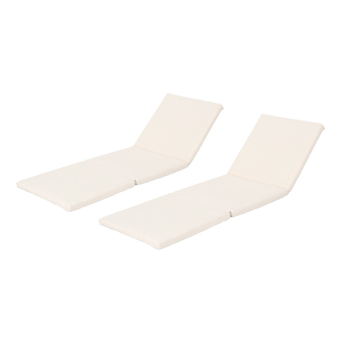 Jessica Outdoor Cream Water Resistant Chaise Lounge Cushion (Set of 2)