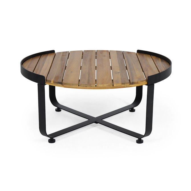 Aceston Outdoor Modern Industrial Acacia Wood Coffee Table