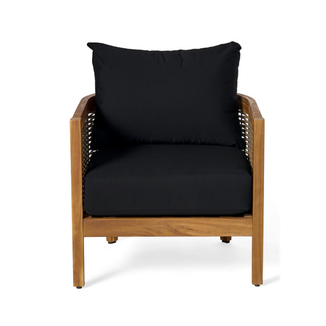 The Crowne Collection Outdoor Acacia Wood Club Chair with Optional Sunbrella Cushions