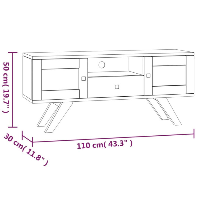 TV Stand 43.3"x11.8"x19.7" Solid Wood Teak