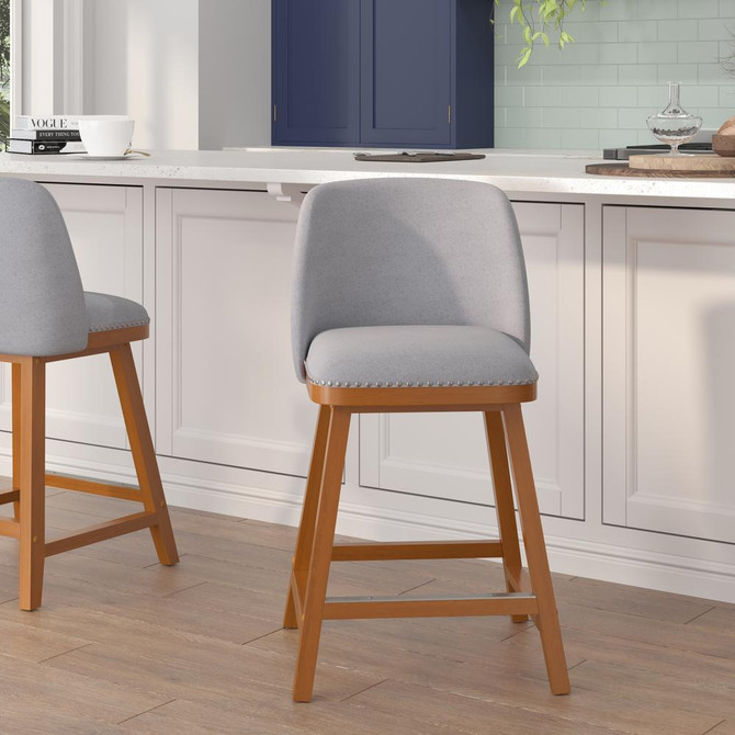 Julia Set of 2 Transitional 24 Inch Upholstered Counter Stools