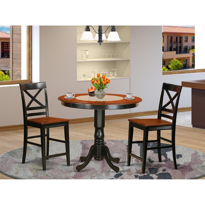 3  Pc  counter  height  pub  set-pub  Table  and  2  bar  stools  with  backs