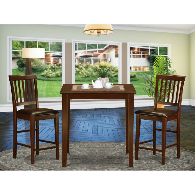 3  PC  counter  height  Dining  set-Square  pub  Table  and  2  Stools