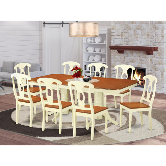 9  Pc  Dining  set-Table  with  Leaf  and  8  Dining  Chairs