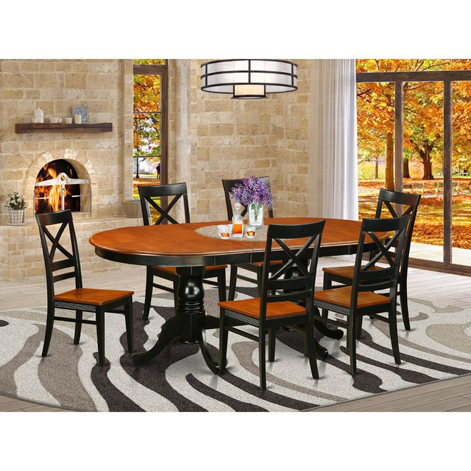 7  PC  Dining  set-Dining  Table  with  6  Wood  Dining  Chairs