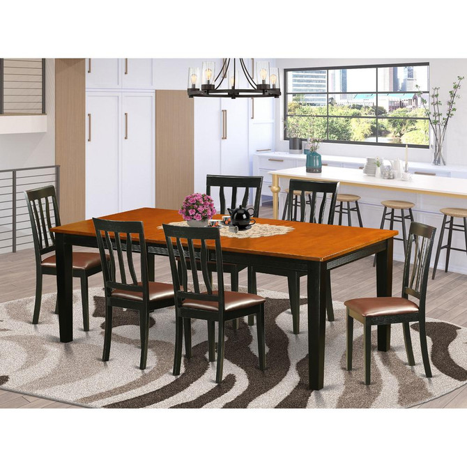 7  PC  Dining  set-Dining  Table  with  6  Wooden  Dining  Chairs