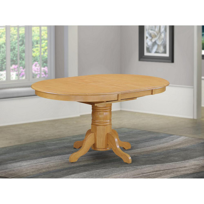 Avon  Single  Pedestal  Oval    Table  With  18"  Butterfly  leaf,  Oak  Finish