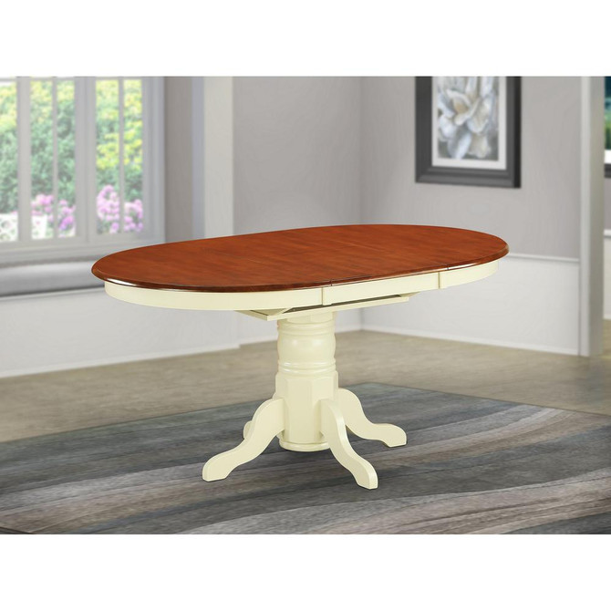 Avon  Oval  Table  With  18"  Butterfly  leaf  -  Buttermilk  and  cherry  Finish
