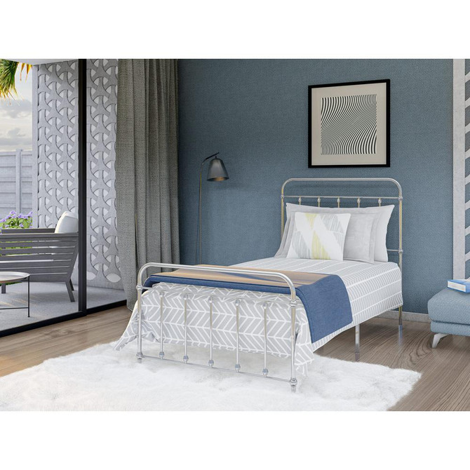 Garland Twin Bed Frame with 6 Metal Legs - Deluxe Bed Frame in Powder Coating Silver Color