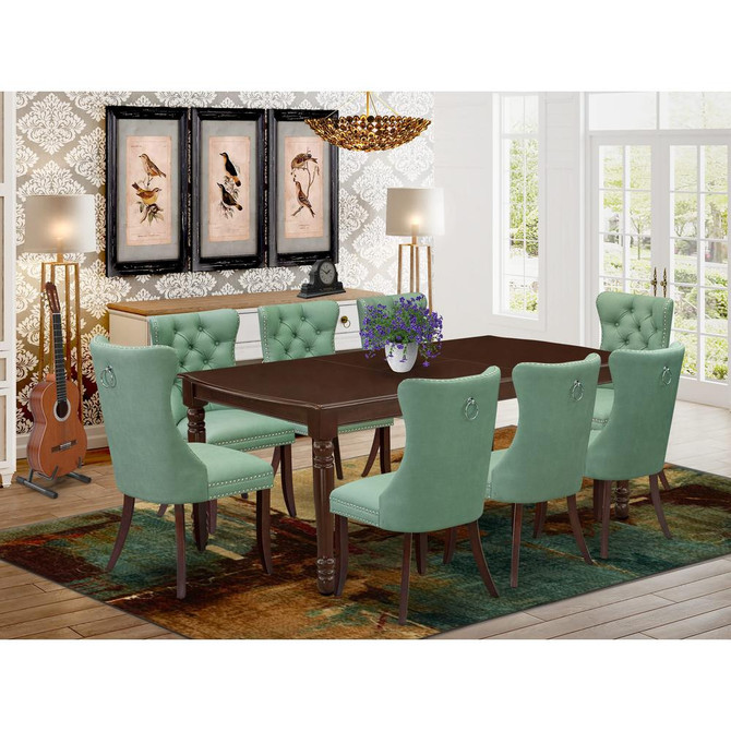 9 Piece Dining Set Consists of a Rectangle Kitchen Table with Butterfly Leaf