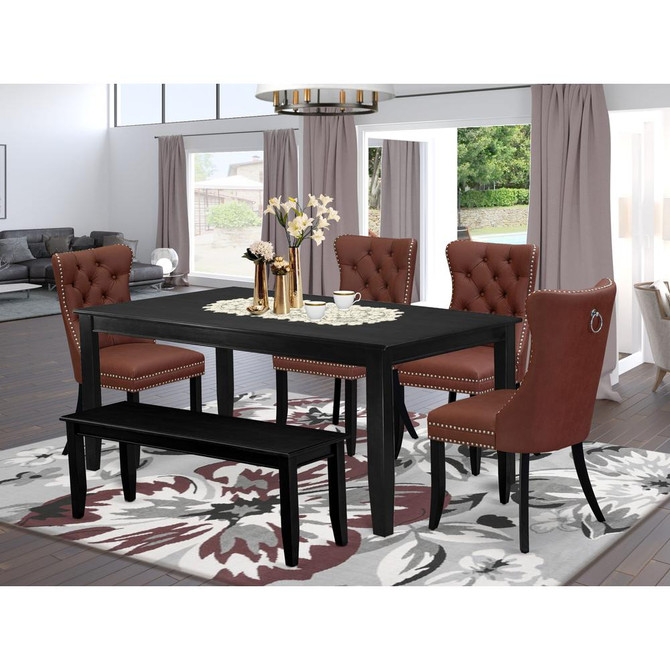 6 Piece Kitchen Table Set Consists of a Rectangle Dining Table
