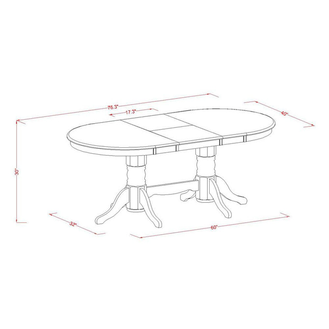 5 Piece Dining Set Consists of an Oval Dining Table with Butterfly Leaf