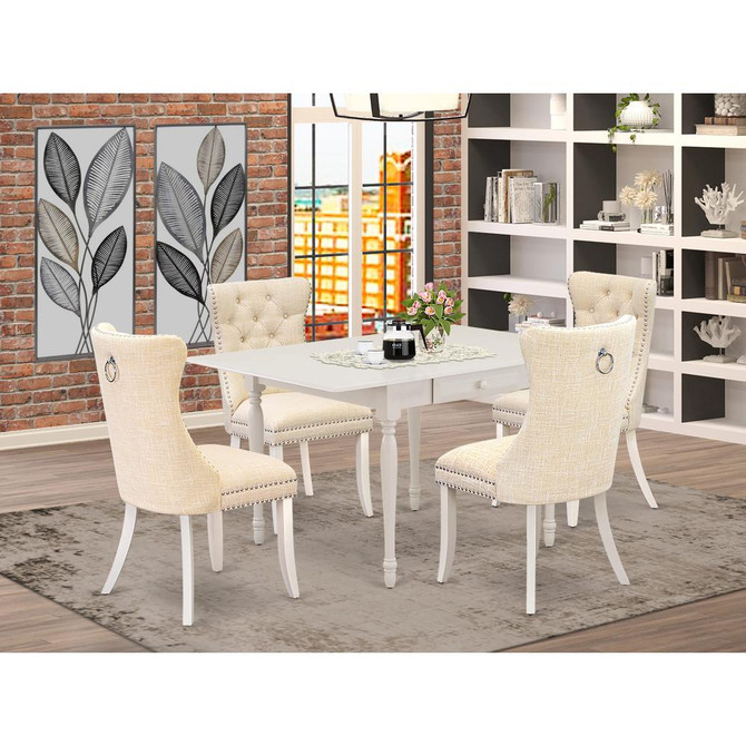 5 Piece Dining Table Set Contains a Rectangle Kitchen Table with Dropleaf