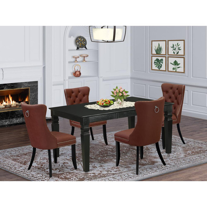 5 Piece Dinette Set Contains a Rectangle Dining Table with Butterfly Leaf