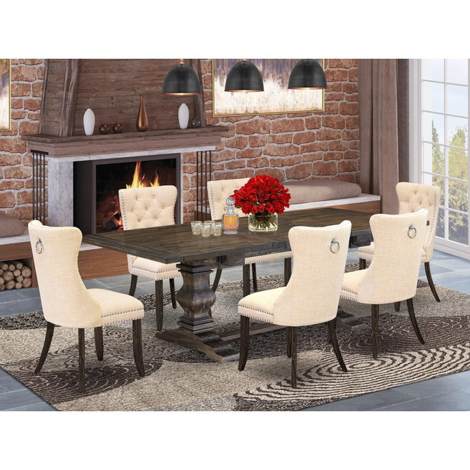 7 Piece Kitchen Set Consists of a Rectangle Dining Table with Butterfly Leaf