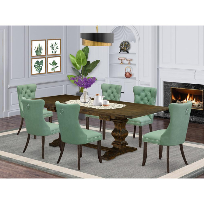 7 Piece Kitchen Set Consists of a Rectangle Dining Table with Butterfly Leaf