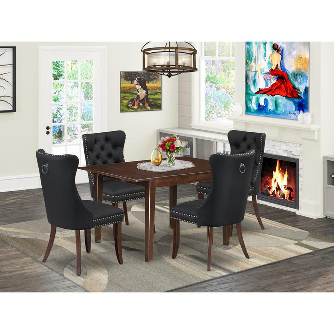 5 Piece Dining Set Consists of a Rectangle Wooden Table with Butterfly Leaf