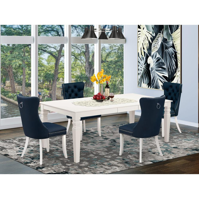 5 Piece Dining Set Consists of a Rectangle Wooden Table with Butterfly Leaf