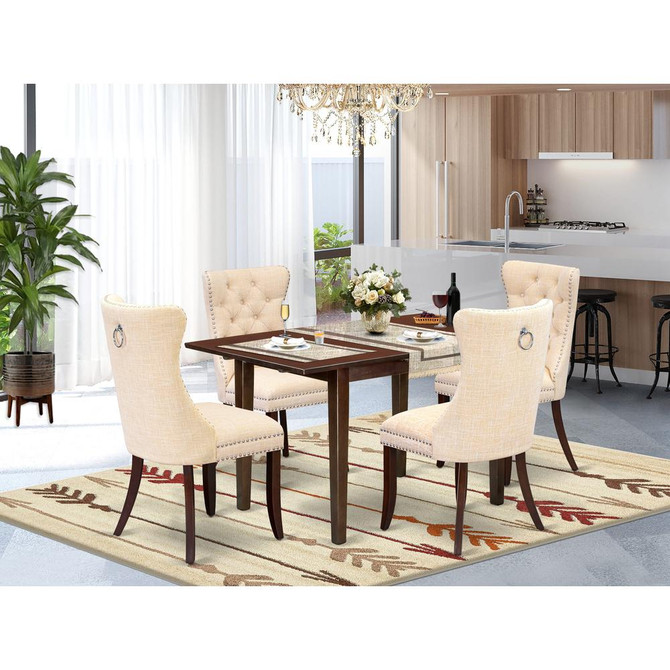 5 Piece Dining Set Consists of a Rectangle Wooden Table with Butterfly Leaf