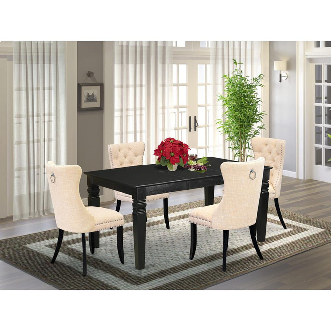 5 Piece Dining Set Consists of a Rectangle Wooden Table with Butterfly Leaf