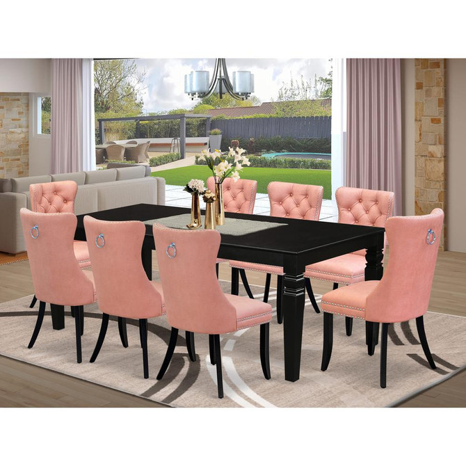 9 Piece Kitchen Set Consists of a Rectangle Dining Table with Butterfly Leaf