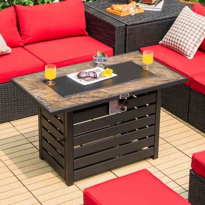42 Inch 50000 BTU Propane Fire Pit Table with Ore Powder Surface