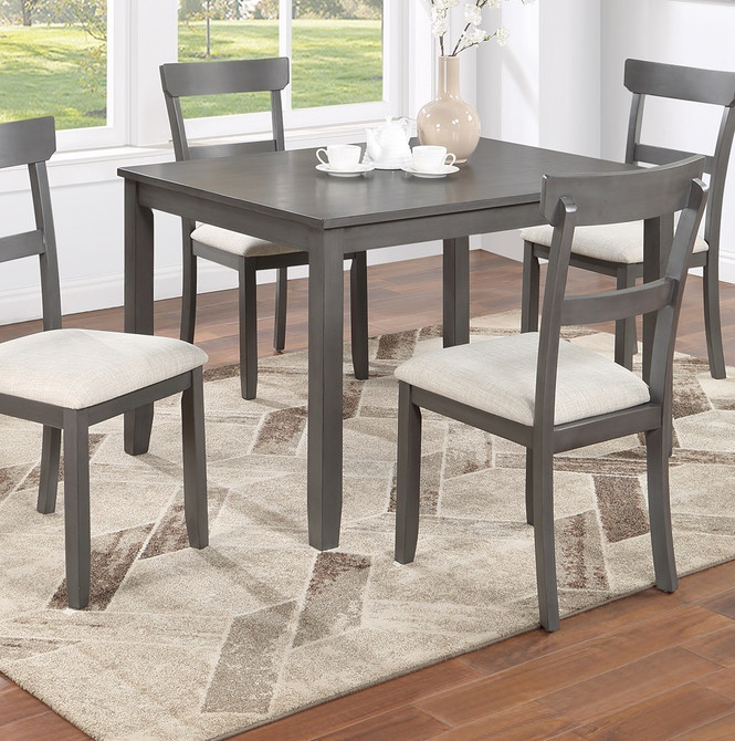 Classic Stylish Gray Natural Finish 5pc Dining Set Kitchen Dinette Wooden Top Table and Chairs Cushions Seats Ladder Back Chair Dining Room