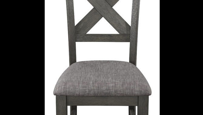 Transitional Farmhouse 2pc Set Dining Chair Gray Upholstered Seat X-Back Design 