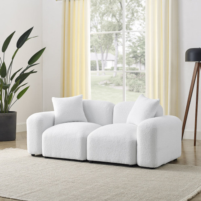 L-Shape Modular Sectional Sofa,DIY Combination,Teddy Fabric