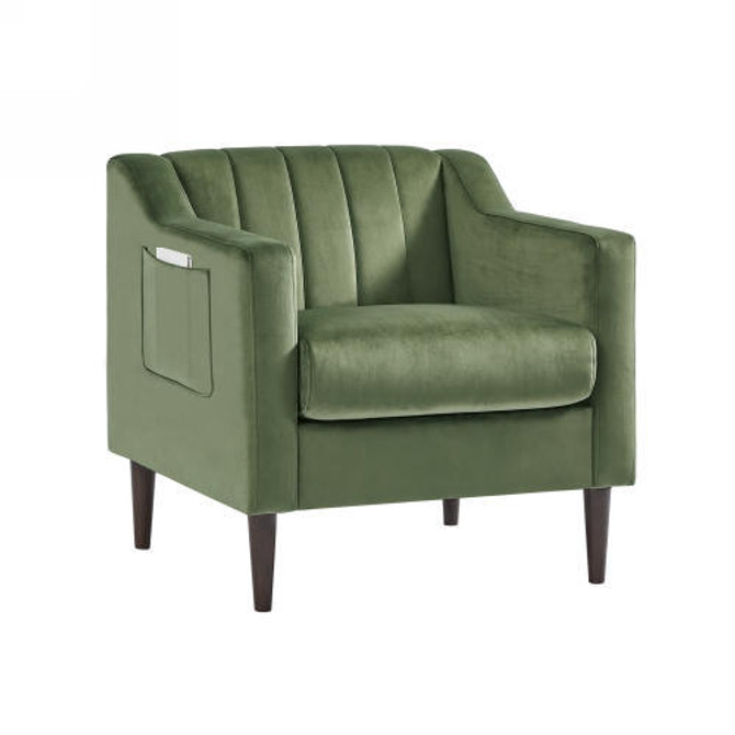 Modern Upholstered Tufted Accent Chair, Velvet Fabric 