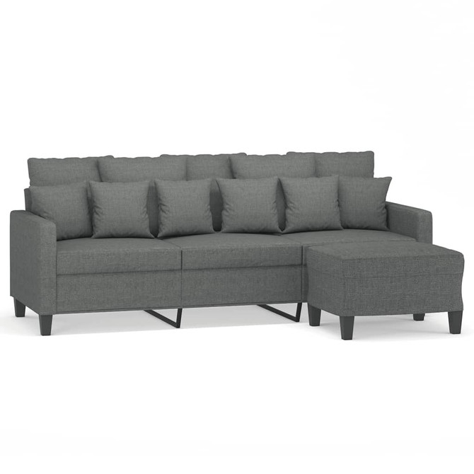3-Seater Sofa with Footstool Dark Gray 70.9" Fabric
