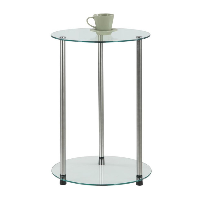 Designs2Go Classic Glass 2 Tier Round End Table