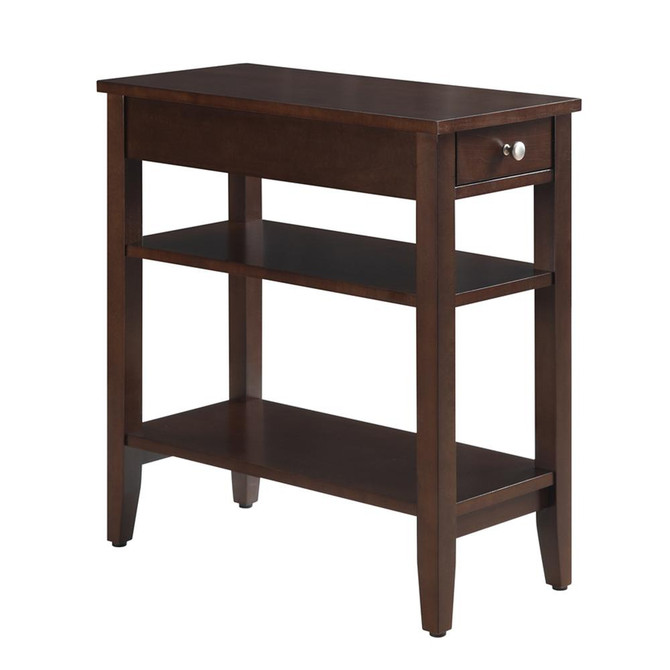 American Heritage 1 Drawer Chairside End Table with Shelves Espresso