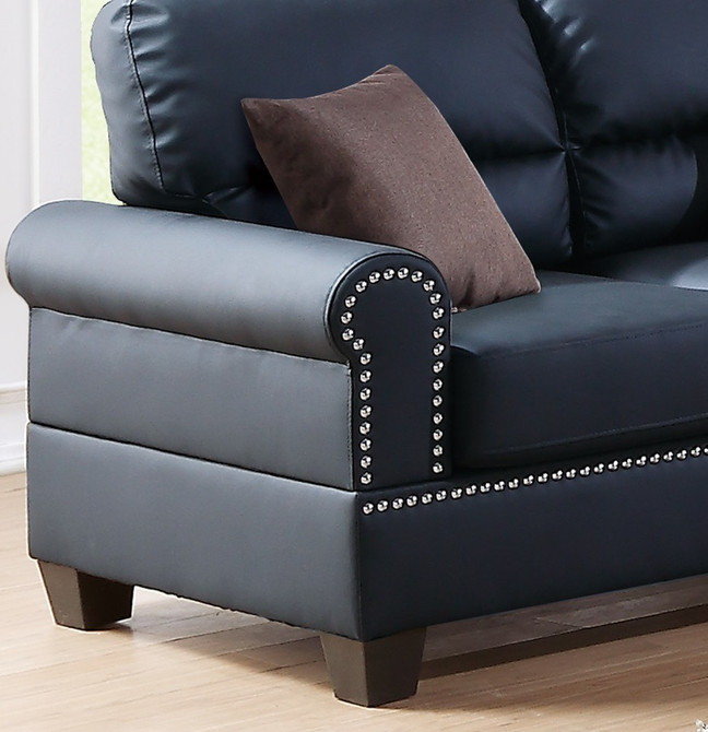 Black Bonded Leather 2pc Sofa Set Sofa And Loveseat Living Room Furniture