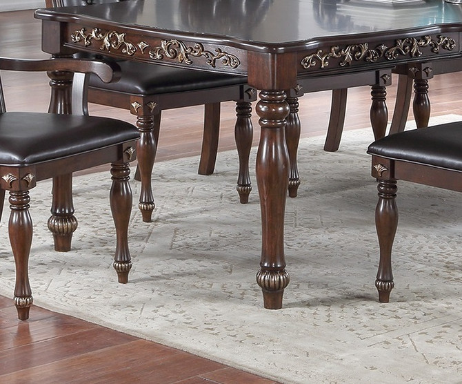Traditional Brown Finish 9pc Dining Set, Intricate Design Tufted back Cushion Seat 