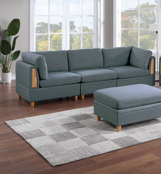 Contemporary 7pc Sectional Sofa Set Steel Grey