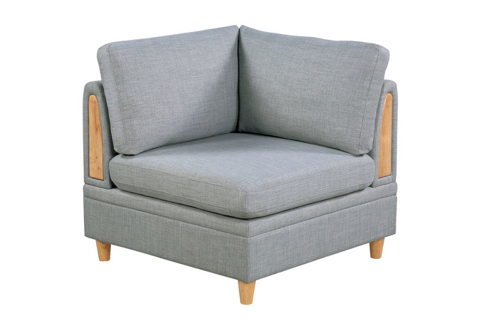 8pc Sectional Sofa Set Light Grey Fabric 