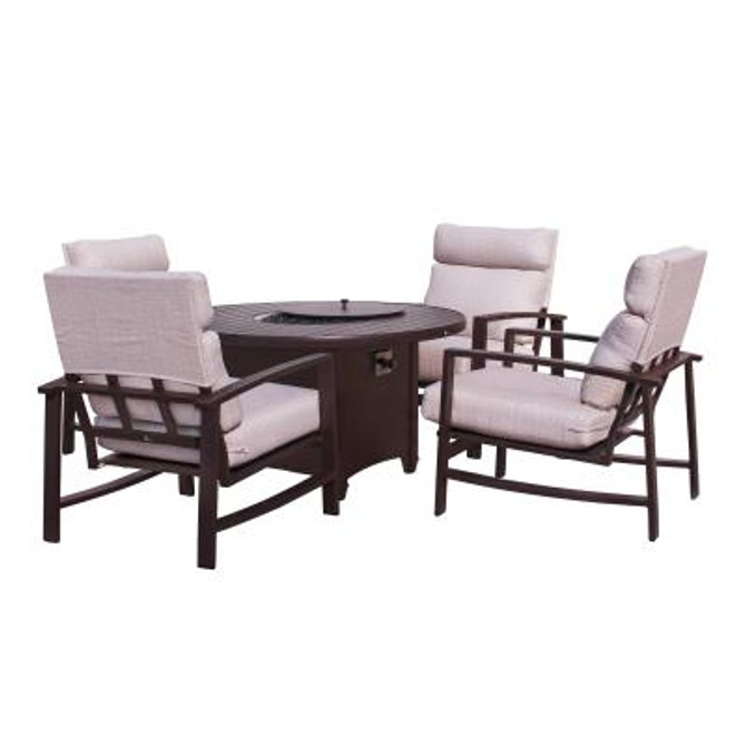 Horizon Brown 5 pc Firepit Seating Group Includes: One 48" Round Fire Pit and 4 Horizon Brown Club Chairs