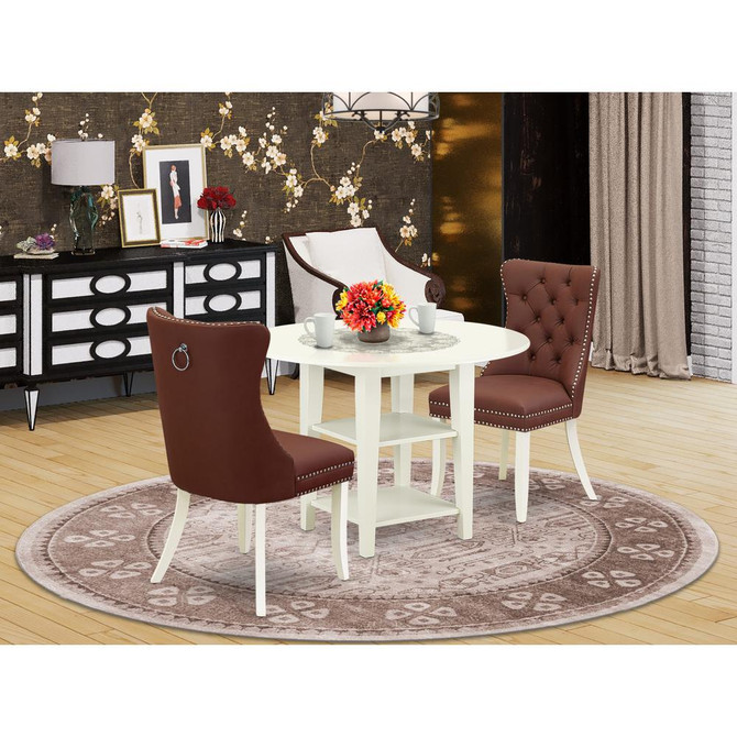 3 Piece Kitchen Dining Set Consists of a Round Dining Table