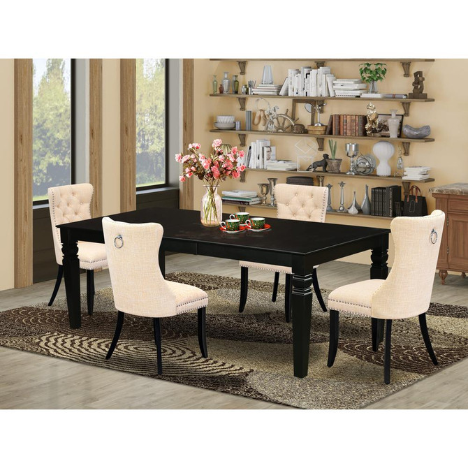 5 Piece Dining Set Contains a Rectangle Wooden Table with Butterfly Leaf