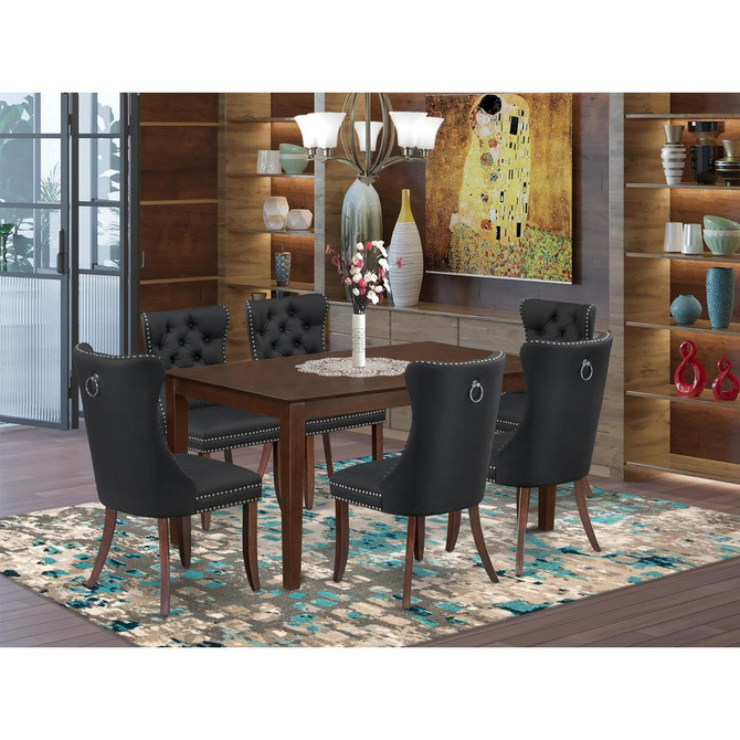 7 Piece Dining Room Set Consists of a Rectangle Solid Wood Table