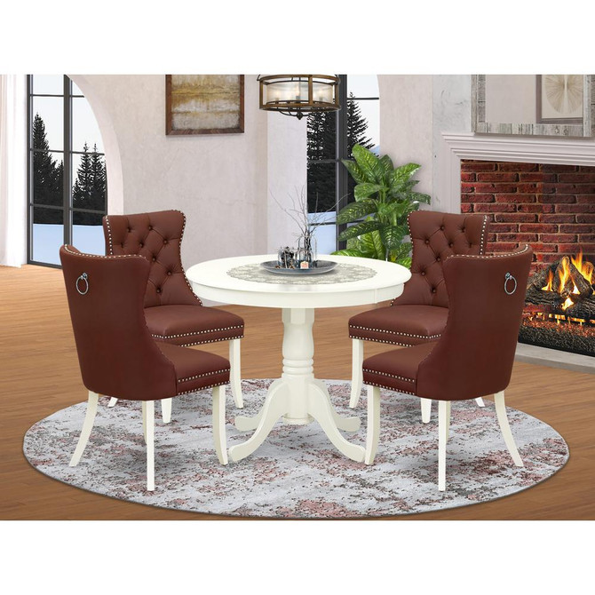 5 Piece Kitchen Table Set for Small Spaces Contains a Round Dining Table