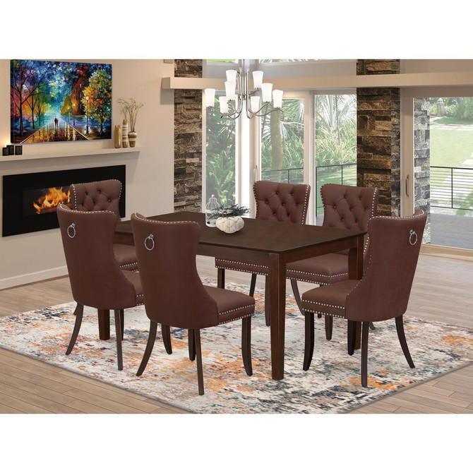 7 Piece Kitchen Table & Chairs Set Consists of a Rectangle Dining Table